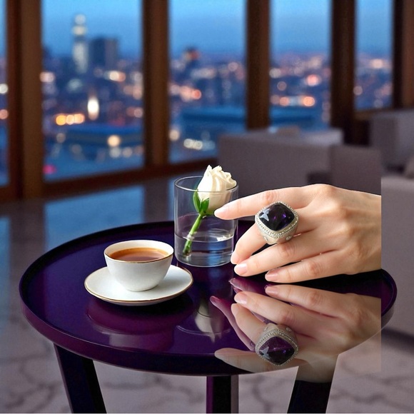 David Yurman Sterling Silver Amethyst Ring - Picture 9 of 13